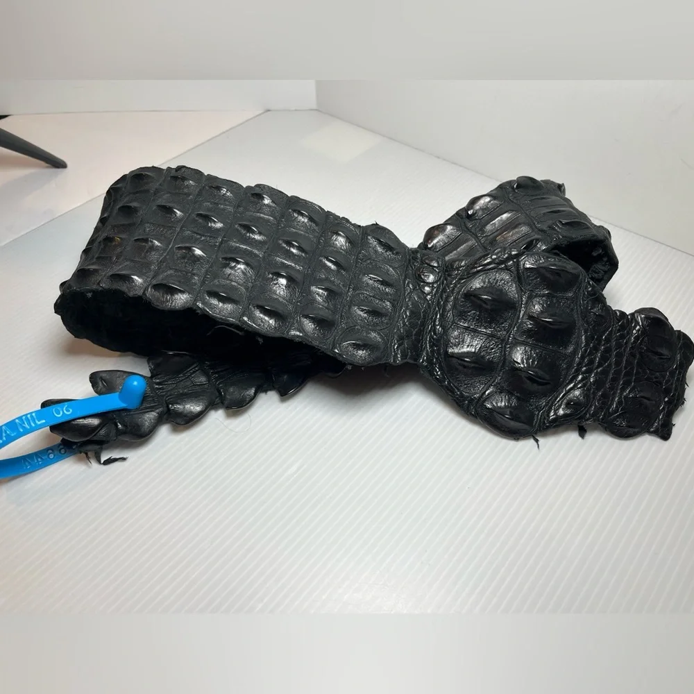 Genuine Alligator Leather Black Tanned Exotic Hornback Hide /Skin